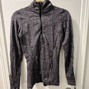 Lululemon Quarter-Zip Long Sleeve Running, Grey and Black Stripe, Size 4